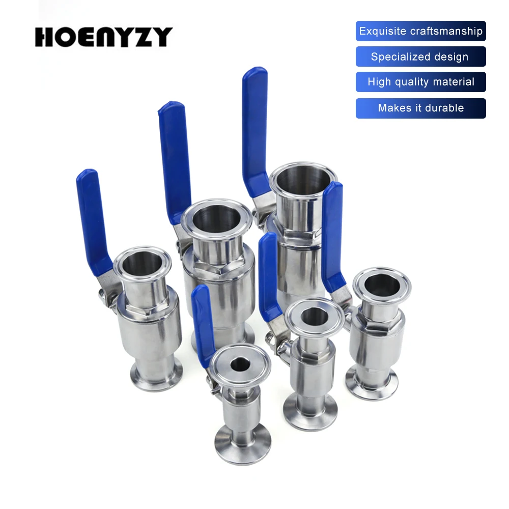 19mm 3/4″ 1″ 1-1/2″ 2″ 304 Stainless Steel Sanitary Ball Valve Tri Clamp 50.5mm/64mm Ferrule Type For Homebrew Diary Product